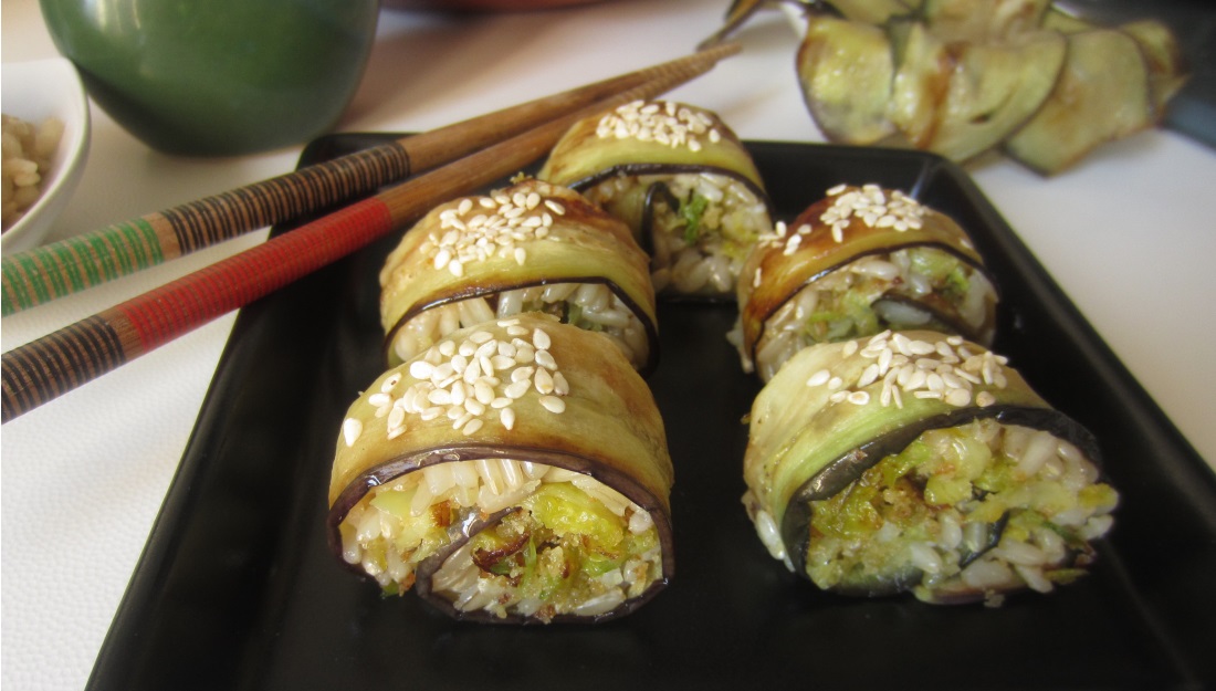 Maki-di-melanzane-e-riso-vegetariane