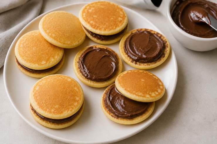 Accoppiate i dischi di pasta cotti e spalmatene una metà di ognuno con un po’ di Nutella, quindi richiudeteli come dei panini e serviteli.