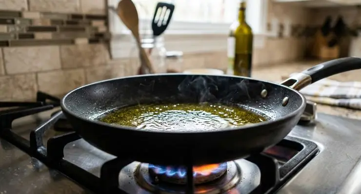 Asciugate le fette di barbabietola. Prima di iniziare a friggerle, devono essere asciutte. Versate l’olio di semi in una padella e riscaldatelo bene. Immergete le fette di barbabietole nell’olio bollente, coprendole interamente.