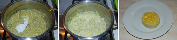 Proseguite unendo anche lo stracchino, quindi mescolate bene il tutto fino ad avere un risotto ben amalgamato. Impiattate il riso e spolverizzate ogni porzione con un po’ di tuorlo sbriciolato.