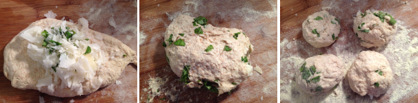 Trascorso il tempo, mettete un po’ di farina su una spianatoia, aprite il vostro impasto lievitato e, un po’ per volta aggiungete il basilico ed il formaggio. Impastate il tutto con le mani e poi dividete in paninetti della grandezza che più preferite. Ricordatevi che più li fate grandi più il tempo di cottura aumenta di qualche minuto. Io li ho fatti di circa 7 centimetri di diametro. Una volta pronti, lasciateli riposare ancora 30 minuti. Procedete alla cottura in forno statico a 180 gradi per circa 25 minuti.