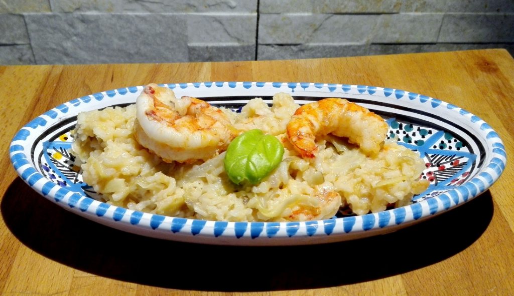 risotto gamberoni e carciofi