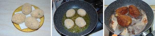 Lasciate riposare le scotch eggs realizzate, per una decina di minuti in frigorifero. In una padella profonda versate abbondante olio per frittura e quando sarà ben caldo immergeteci dentro le uova e lasciate cuocere a fiamma bassa per almeno 7 minuti, rigirandole spesso in modo da non farle bruciare e cuocerle uniformemente. Una volte pronte, scolate le scotch eggs e servitele calde