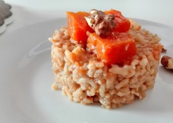 risotto integrale con zucca e noci