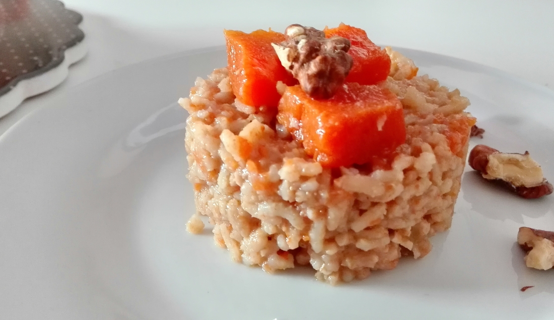 Risotto integrale con zucca e noci