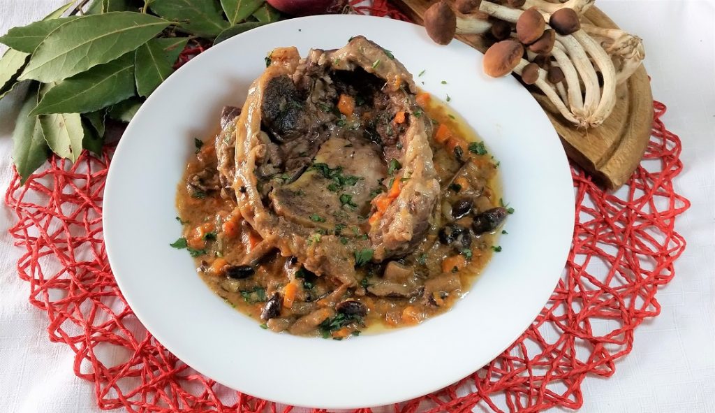 ossobuco al vino con funghi