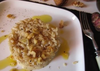 Risotto con topinambur, gorgonzola e noci squisito