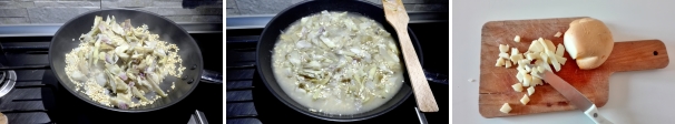 Aggiungete i cuori di carciofo, salate e mescolate. Ricoprite con il brodo di pollo e lasciate cuocere per 30-35 minuti. Nel frattempo tritate la scamorza.