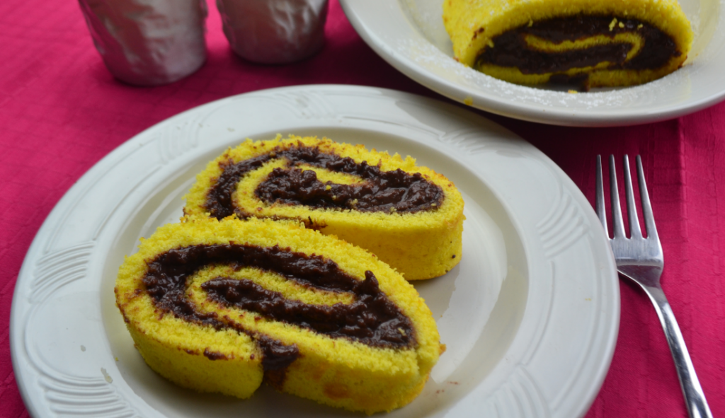 rotolo alla vaniglia ripieno di budino al cioccolato foto principale