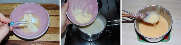 Aggiungete ancora le 5 gocce di aroma vaniglia ed amalgamate bene questi ingredienti tra loro ricavandone una crema. Aiutandovi ancora con un mestolo di legno, versate il composto dentro il latte caldo e mescolando velocemente portate di nuovo a bollore. Fate addensare il composto, dopo di che spegnete il fuoco e lasciate freddare la crema. Invasate e conservate il vostro latte condensato in frigo per una settimana, o dentro vasetti sottovuoto per un tempo più lungo.