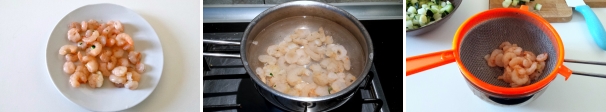 Per preparare la pasta gamberetti e zucchine, iniziate pulendo i gamberetti eliminando le teste, i gusci. Incidete il dorso con un coltellino ed eliminate il filo nero. Sciacquateli, sbollentateli in acqua salata, scolateli e teneteli da parte.