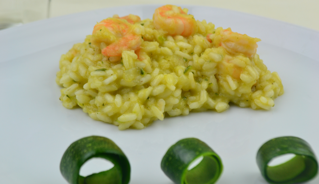 risotto alla crema di zucchine con gamberi foto finale