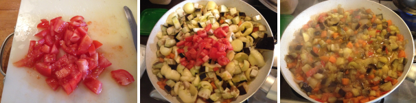 Mettete a scaldare il brodo vegetale, quando bolle aggiungete un po’ di sale ed il cous cous e lasciatelo riposare 5 minuti. Trascorso il tempo unitelo alle verdure e mescolate il tutto.