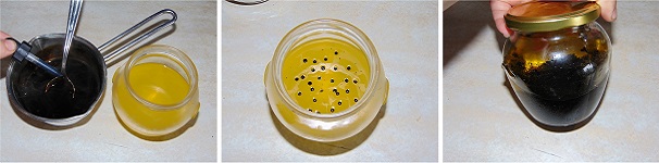 Togliete l’olio dal freezer ed aiutandovi con un contagocce procedete alla realizzazione del caviale. Lasciate gocciolare l’aceto caldo con l’agar agar dentro l’olio freddo, dove grazie allo sbalzo termico diverrò solido. Continuate con questa operazione fino a che non avrete esaurito tutto il composto di aceto balsamico. Togliete l’olio dal freezer ed aiutandovi con un contagocce procedete alla realizzazione del caviale. Lasciate gocciolare l’aceto caldo con l’agar agar dentro l’olio freddo, dove grazie allo sbalzo termico diverrò solido. Continuate con questa operazione fino a che non avrete esaurito tutto il composto di aceto balsamico.