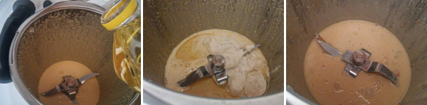 Versate l’olio di semi di girasole e lo yogurt e mescolate a velocità 3 per 15 secondi.