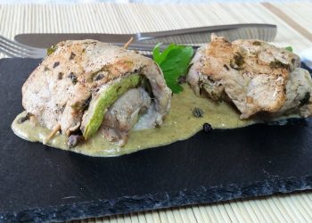 Impiattamento finale: rotolini di lonza e zucchine