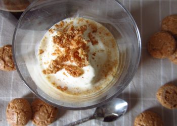 Frozen yogurt con amaretti e caffe