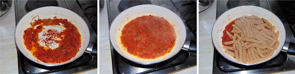 Spolverate i peperoni con un pizzico di paprika affumicata, che ne esalterà il loro gusto dolce, lasciate cuocere ancora qualche minuto e spegnete il fuoco. Cuocete la penne integrali in abbondante acqua salata e scolatele al dente, tenendo da parte qualche cucchiaio di acqua di cottura. Versate la pasta dentro al sugo dei peperoni e rimettete tutto sul fuoco.