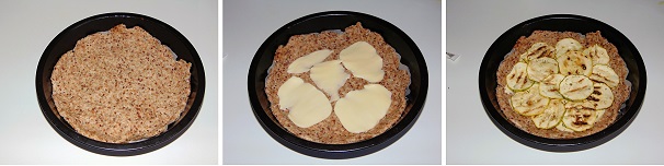 Completata la lievitazione, stendete con un mattarello uno dei 2 panetti lievitati ed adagiatelo in una teglia precedentemente oleata. Stendete sull’impasto uno strato di scamorza dolce ed a seguire le zucchine grigliate profumate con un pizzico di origano e proseguite nella ripetizione di questo passaggio fino ad esaurimento degli ingredienti. Completata la lievitazione, stendete con un mattarello uno dei 2 panetti lievitati ed adagiatelo in una teglia precedentemente oleata. Stendete sull’impasto uno strato di scamorza dolce ed a seguire le zucchine grigliate profumate con un pizzico di origano e proseguite nella ripetizione di questo passaggio fino ad esaurimento degli ingredienti.