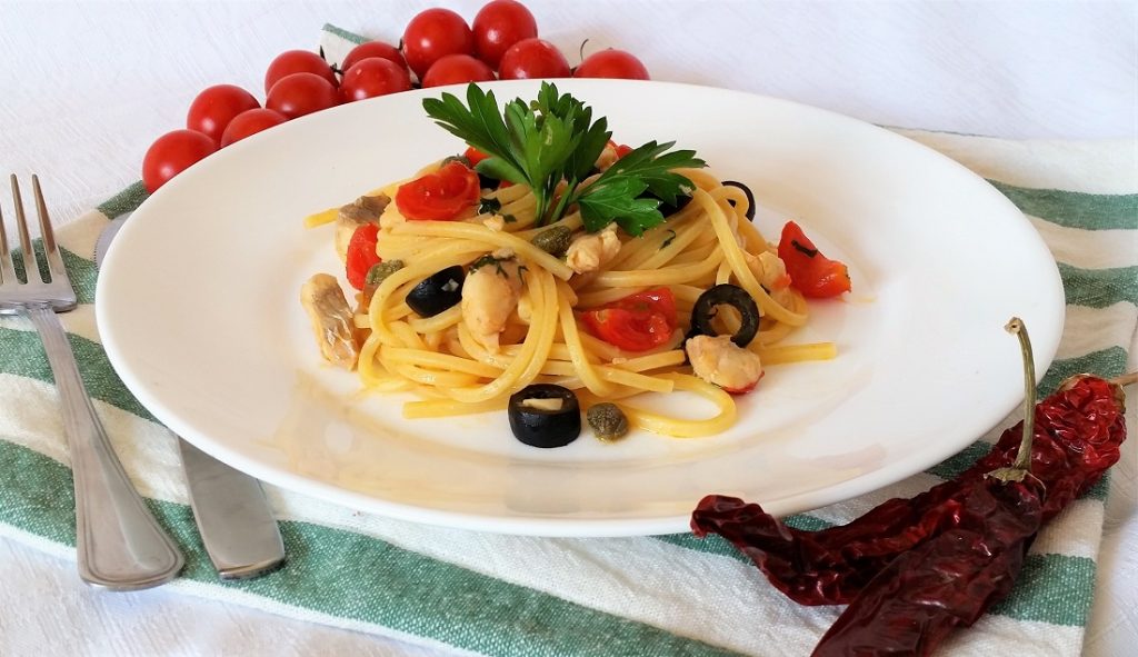 spaghetti con gallinella di mare