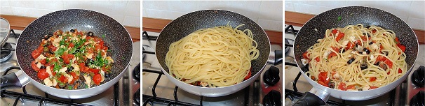 Spolverate il sugo con una manciata di generosa di prezzemolo fresco tritato fine. Cuocete gli spaghetti quadrati quadrati in abbondante acqua salata seguendo le indicazioni di cottura sulla confezione e scolateli al dente tenendo da parte l’acqua di cottura. Versate gli spaghetti nel saltapasta e riaccendete la fiamma quindi unite qualche cucchiaio di acqua e mantecate la pasta, una volta pronta servitela calda con il sughino cremoso.