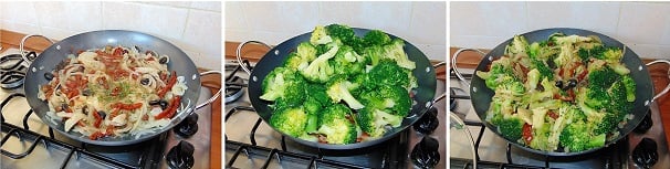 Profumate con del timo fresco ed unite i broccoli lessati in precedenza; mescolate tutti gli ingredienti e rimettete il coperchio quindi continuiate la cottura fino a che i broccoli non saranno completamente cotti. Spegnete la fiamma e servite i vostri broccoli ancora caldi.