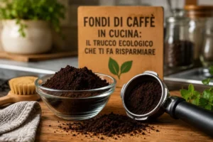 Fondi di caffè utilizzati come detergente naturale in cucina per pulire superfici e eliminare i cattivi odori