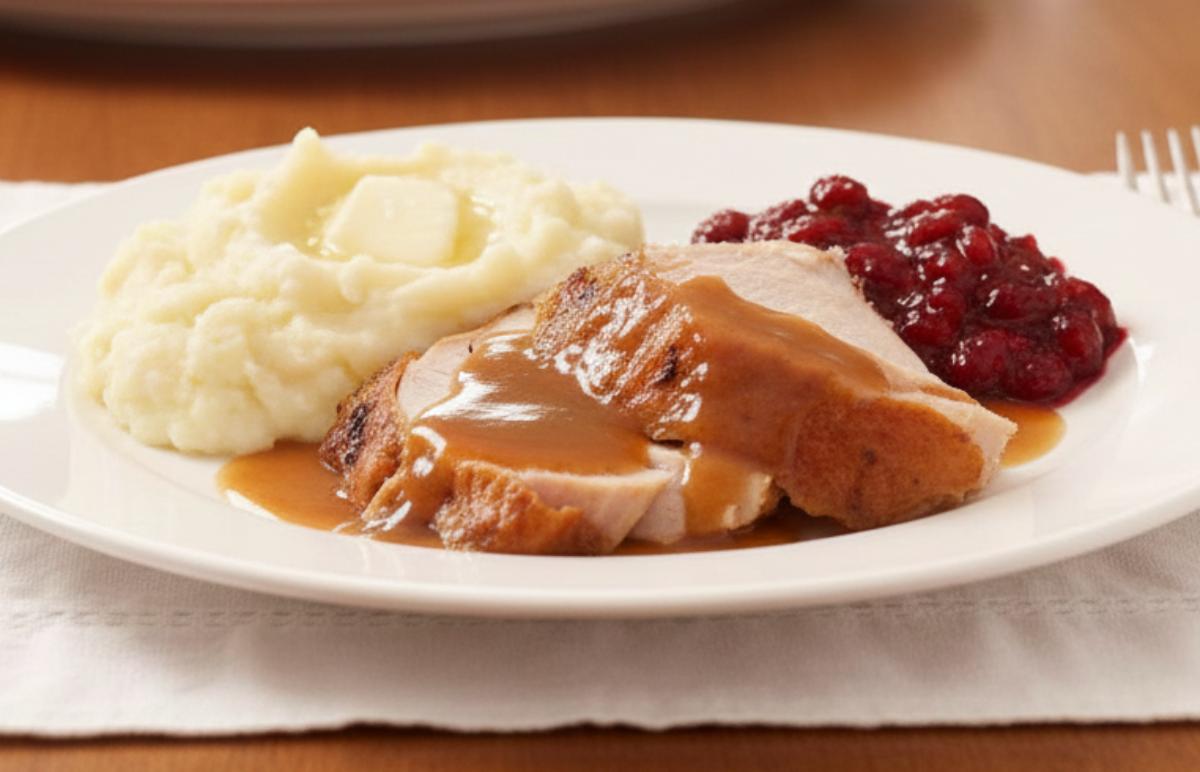 Posizionatelo nella teglia con il petto rivolto verso l’alto se non lo avete già fatto, quindi procedete ad inserirlo nel forno: cuocete a 170 gradi per circa 2 ore, coprendo con alluminio la prima metà del tempo. Togliete l’alluminio e lasciate dorare per circa mezz’ora: terminata la cottura estraete il tacchino dal forno e fatelo riposare coperto con la carta stagnola per circa 10/15 minuti in modo che i succhi della carne si assestino, quindi tagliatelo e portatelo in tavola con il suo sughetto denso e saporito.