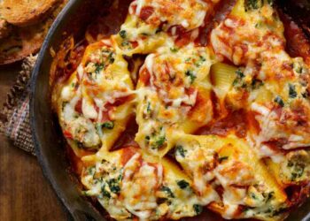 conchiglioni al sugo ripieni con ricotta e spinaci