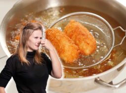 frittura e donna con naso tappato