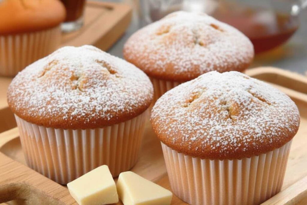 muffin cioccolato bianco muffin al cioccolato bianco su tagliere di legno