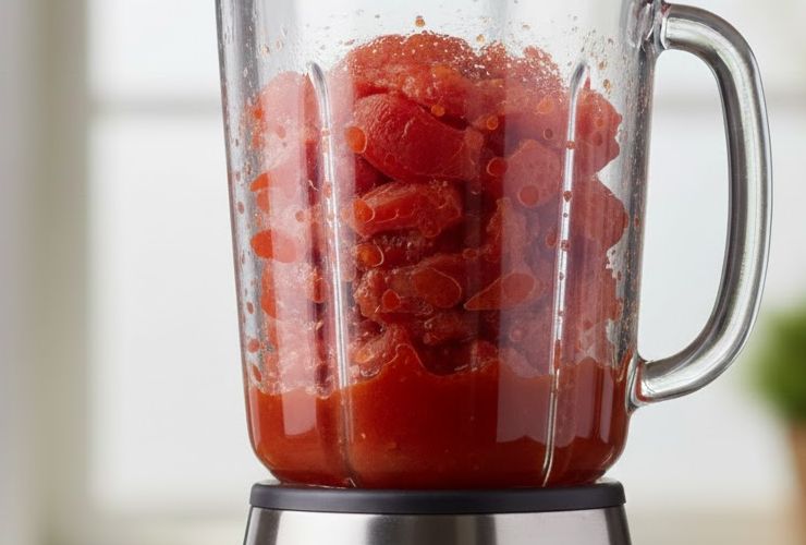 Uniamo alla pentola con i pomodorini anche le melanzane. Lasciamo cuocere il tempo necessario a dorare le melanzane e finire di appassire i pomodori. Riversiamo in un frullatore. Uniamo il parmigiano grattugiato, le mandorle pelate e le foglie di basilico fresche ben lavate e asciugate. Frulliamo fino a ridurre in crema e aggiustiamo il sale;