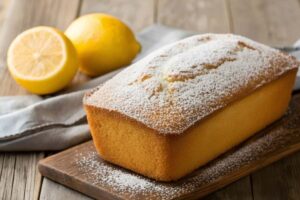 plumcake al limone cosparso di zucchero a velo