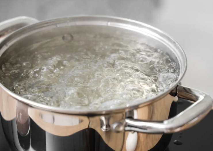 Trascorso questo tempo uniamo le foglie di basilico ben lavate e saliamo, quindi lasciamo bollire altri cinque minuti e spegniamo la fiamma. Portiamo intanto sul fuoco la pentola con l’acqua per cuocere la pasta. Facciamo bollire, saliamo e caliamo il formato scelto;