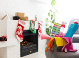 camino calze di Natale spugne detersivi