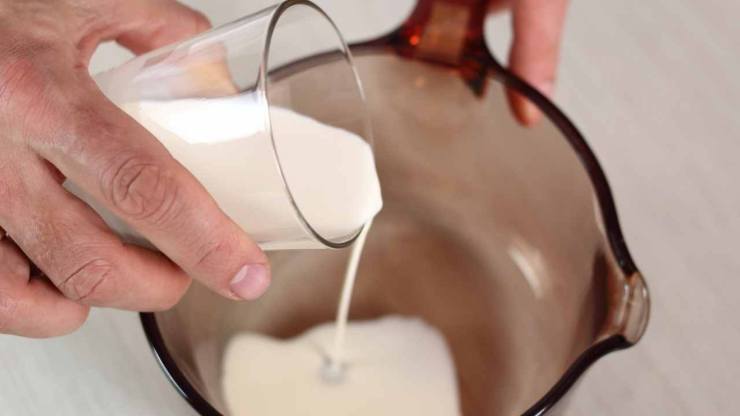 Montate la panna ed incorporatela alla ricotta con movimenti delicati in modo da ottenere un composto morbido ed arioso, quindi aggiungete le gocce di cioccolato ed i canditi, amalgamando bene. Versate metà crema nella cupola e distribuitela in modo uniforme ricoprendo lo strato di pan di spagna. Aggiungete ora un cucchiaio abbondante di cacao amaro in polvere alla crema rimanente, mescolate e versate anche questa nella ciotola livellando bene.