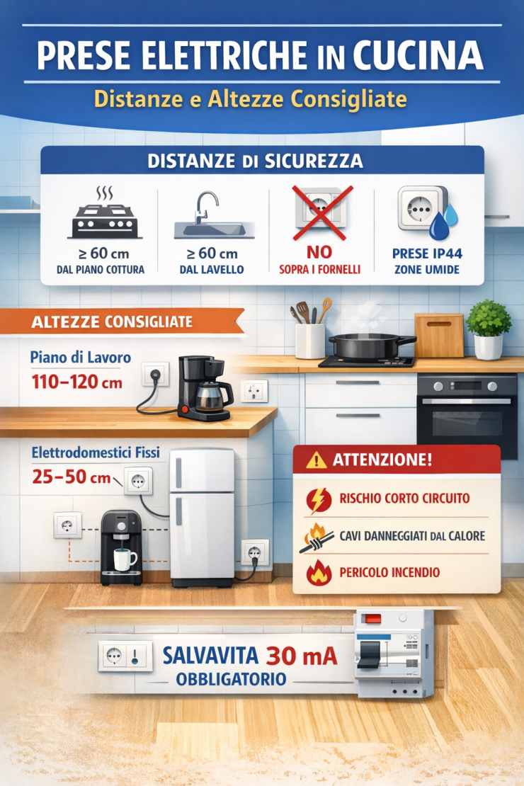 Distanze e altezze delle prese elettriche in cucina ricette.com