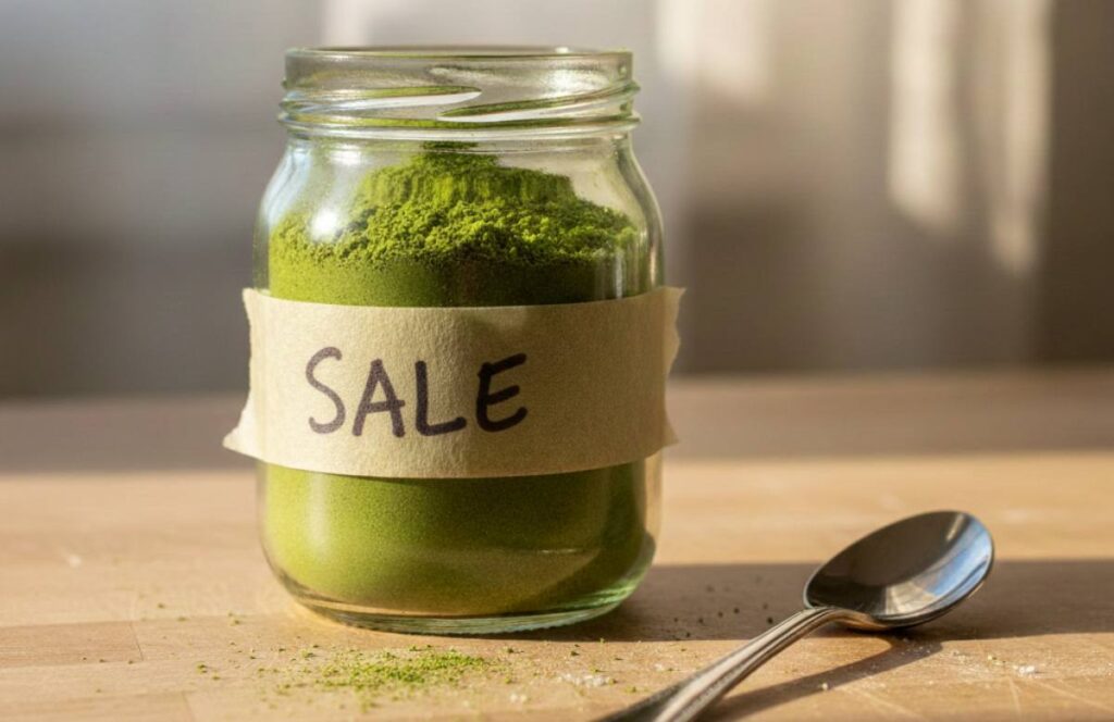 Sostituto naturale del sale fatto in casa ricette.com Barattolo di vetro con polvere essiccata fatto in casa, etichetta scritta a mano, sostituto naturale del sale.