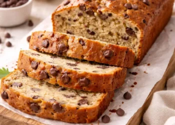 Banana bread soffice con gocce di cioccolato fatto in casa