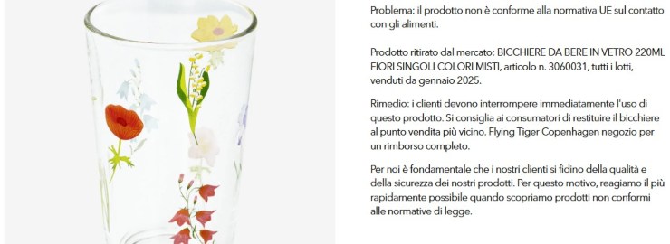 bicchieri flying tiger richiamo ufficiale, la foto del prodotto richiamato