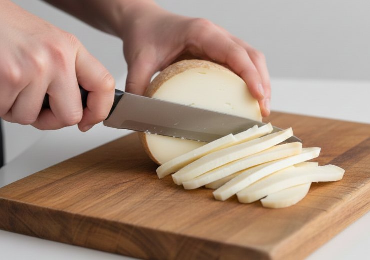 Iniziate tagliando il prosciutto cotto a striscioline e mettetelo da parte. Fate lo stesso con la scamorza, se quella fresca tamponatela leggermente con la carta assorbente per eliminare eventuali tracce di umidità. Prendete il primo rotolo di pasta sfoglia ed apritelo su una spianatoia senza togliere la carta da forno.