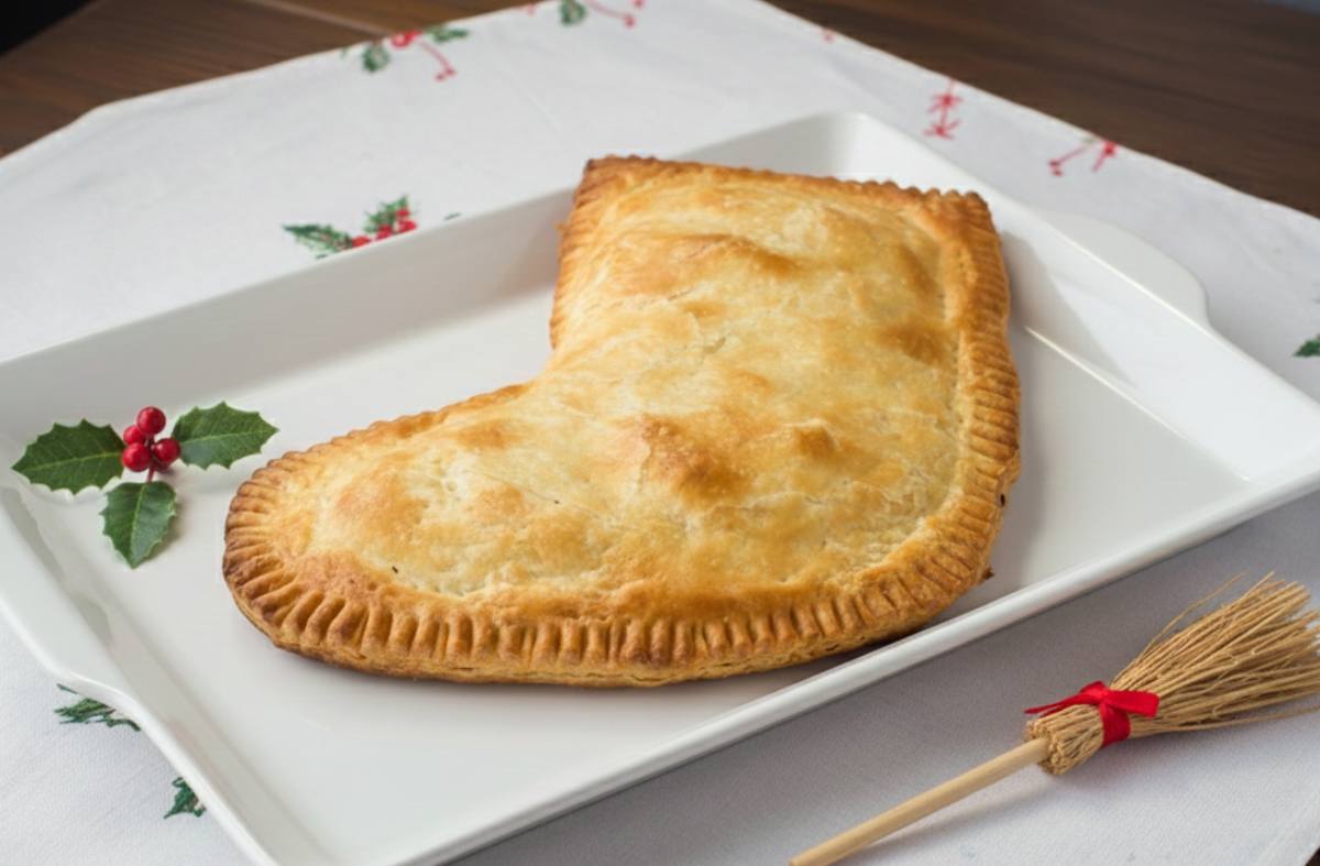 Calza di sfoglia salata della Befana, con prosciutto cotto e scamorza: pronta in 20 minuti