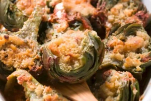 Teglia con carciofi gratinati al forno