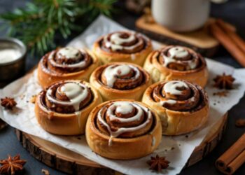 cinnamon rolls di pasta sfoglia con glassa