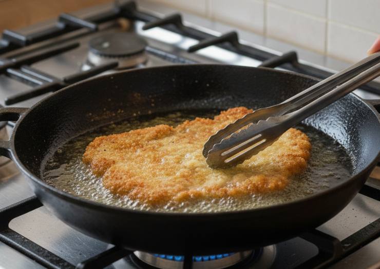 Scaldate abbondante burro in una padella capiente ed adagiate le fettine di carne: lasciatele dorare bene su entrambi i lati. Ottenuta una bella crosticina croccante, prelevate le cotolette ed adagiate su ognuna una fetta di prosciutto crudo dolce e del parmigiano reggiano grattugiato. Togliete il burro in eccesso lasciandone solo un po’ per ultimare.