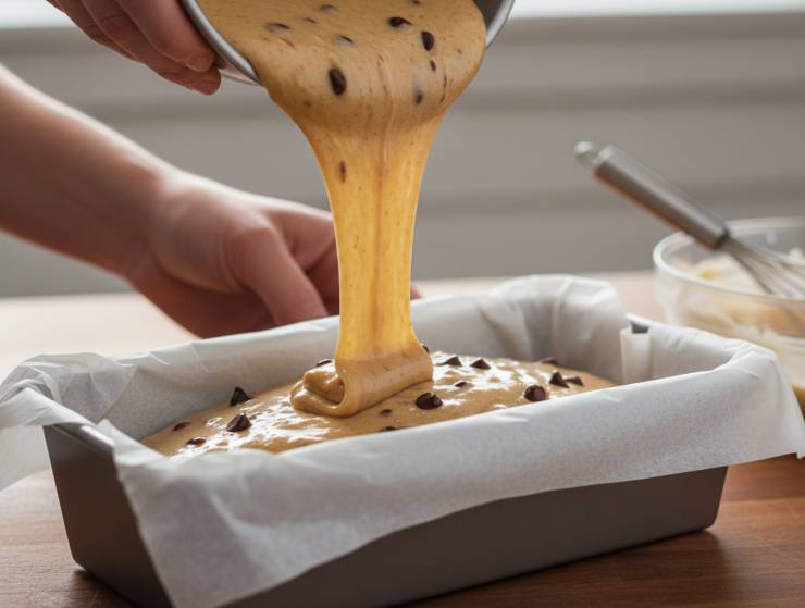 Unite le gocce di cioccolato, tenendone da parte un cucchiaio per la superficie e versate l’impasto in uno stampo da plumcake rivestito di carta da forno. Aggiungete le gocce tenute da parte e cuocete a 170 gradi statico per 50/55 minuti. Lasciate raffreddare completamente nello stampo prima di sformare e gustatelo subito!