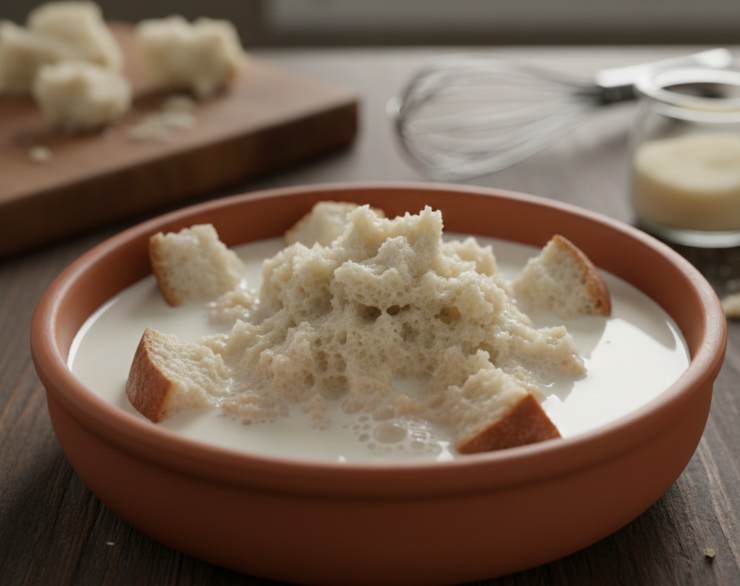 Iniziate prendendo la carne avanzata ed eliminando eventuali ossicini. Tritatela al coltello per avere una consistenza un po’ rustica oppure utilizzate un mixer ed azionatelo a più riprese in modo da evitare di sfibrare troppo la carne. Intanto mettete il pane in ammollo nel latte freddo per almeno 10 minuti.