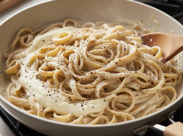 Tostate leggermente le restanti mandorle e mettetele da parte. Scolate la pasta e versatela nella crema: mantecatela aggiungendo pepe nero e, se vi piace, un po’ di buccia di limone grattugiata. Guarnite con le mandorle ed i ciuffetti verdi tenuti da parte. Buon appetito!