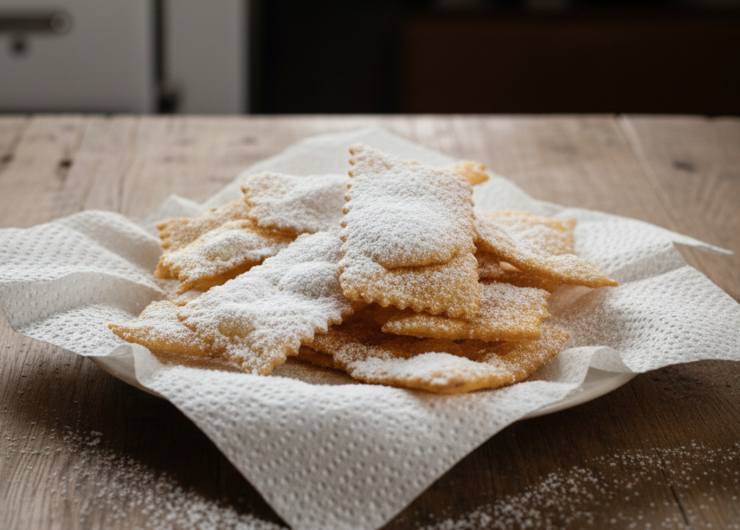 Friggete in olio ben caldo a 175 gradi per pochi secondi, finché compaiono le bolle e diventano dorate. Scolate su carta assorbente e spolverizzate con abbondante zucchero a velo: servitele subito!