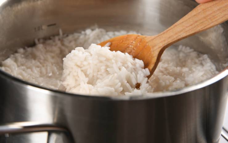 Tritiamo la cipolla e facciamola dorare in una padella o una pentola con olio d’oliva. Versiamo il riso nella pentola e lasciamolo tostare per un paio di minuti, mescolando spesso;